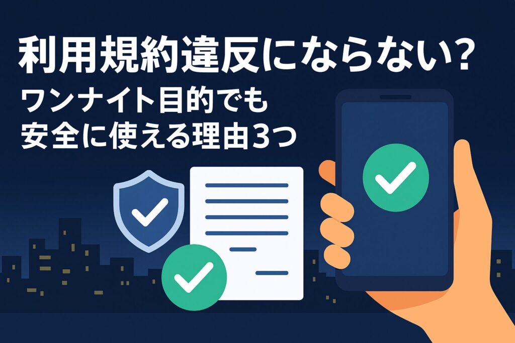 利用規約違反にならない?ワンナイト目的でも安全に使える理由